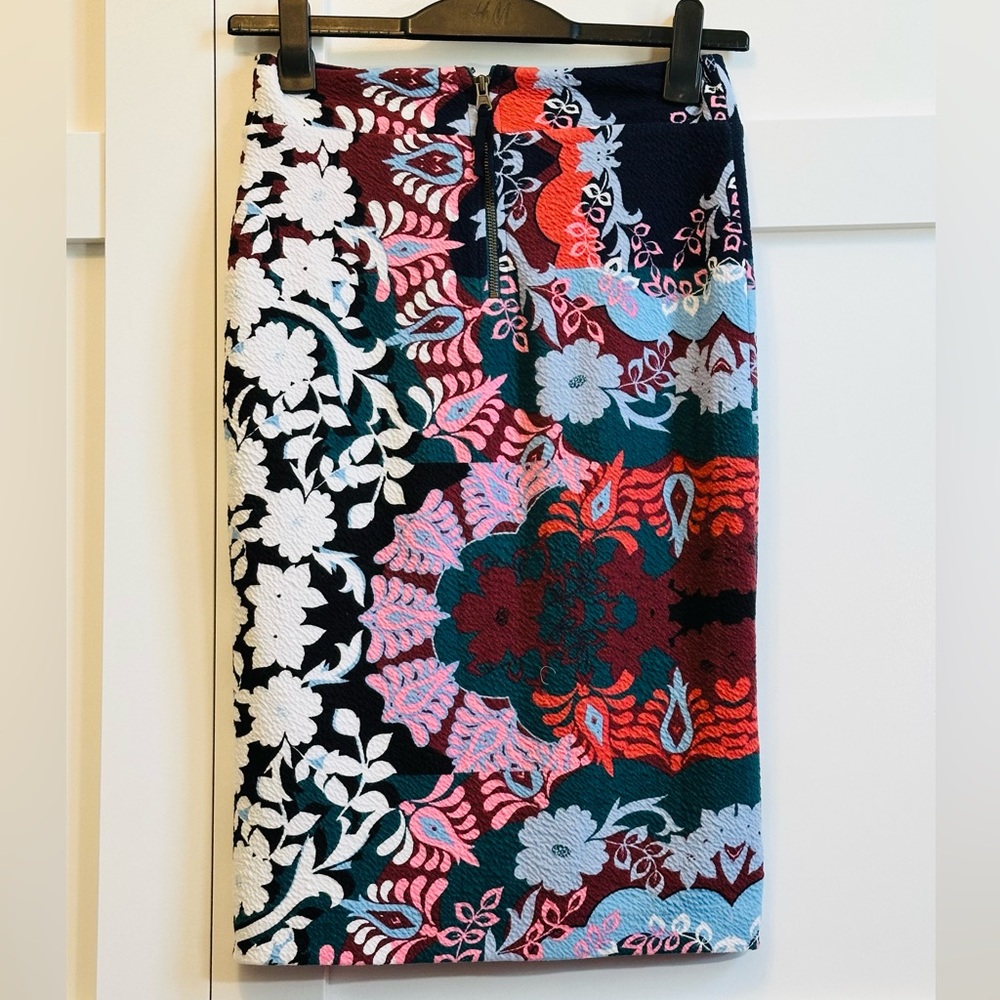Anthro MAEVE Skirt Dramatic Multi Colour Floral Textured Cotton Blend Sz XS